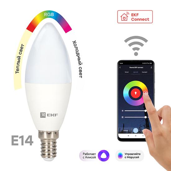 Фото №2 Лампа умная светодиодная LED 5вт Е14 RGBW WiFi EKFconnect (slwf-e14-rgbw)