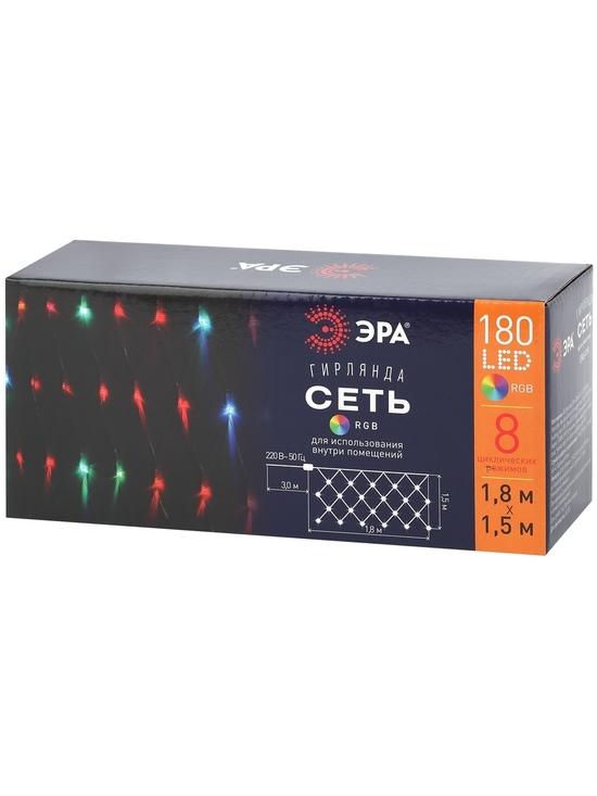 Фото №3 ENIS-01R ЭРА Гирлянда LED Сеть 1,8 м*1,5 м RGB 8 режимов, 220V, IP20 (60/720) (Б0041902)