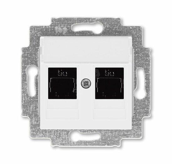 Фото №2 Розетка информационная ABB Levit двойная 2хRJ45 категория 5e белый (5014H-A51018 03W)