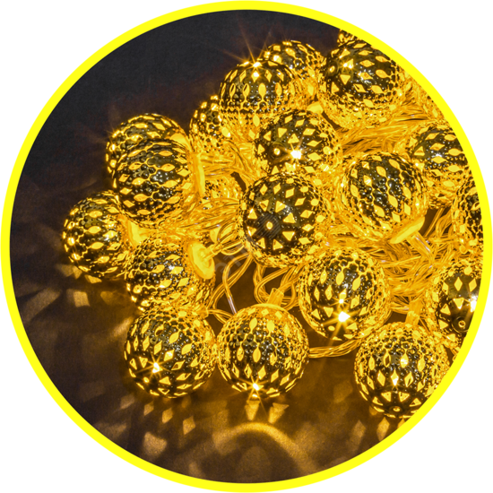 Фото №2 Гирлянда новогодняя светодиодная NGF-D003-30WW-230-золотые шарики (металл) (14041 NGF-D003)