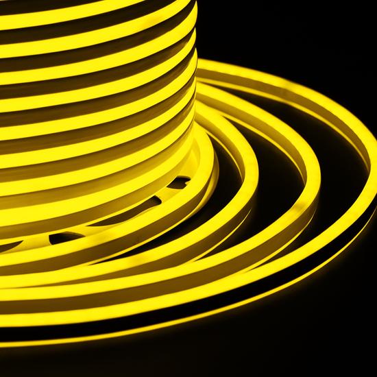 Фото №2 Неон светодиодный гибкий постоянное свечение желтый SMD 8х16 мм (бухта 100м) двухсторонний 120LED/м (с комплектом подключения) (etm131-091)