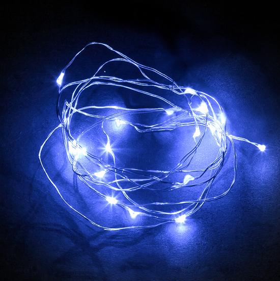 Фото №3 Гирлянда линейная LED синий 2м от батареек (CL570)