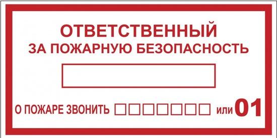 Фото №2 Наклейка Ответственный за пожарную безопасность B03 (100х200мм) PROxima (an-4-05)