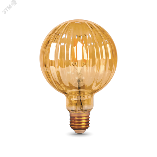 Фото №2 Лампа светодиодная LED 4 Вт 380 Лм 2400К теплая Е27 G100 golden Baloon Filament Gauss (147802004)