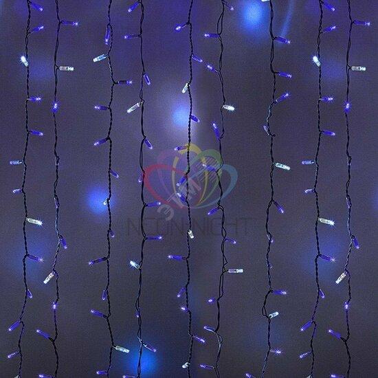 Фото №2 Гирлянда профессиональная Светодиодный Дождь 2х1.5м эффект мерцания белый провод 220В синий (235-223)