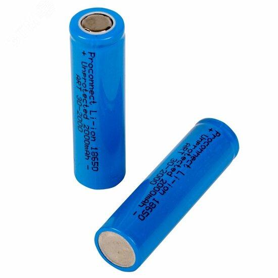 Фото №2 Аккумулятор 18650 unprotected Li-ion 2000 mAH 3.7 В PROconnect (etm30-2000)