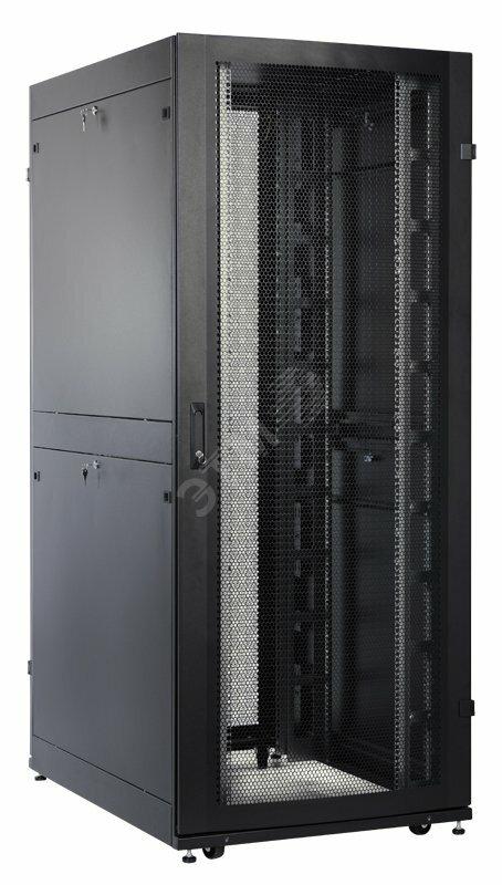 Фото №2 Шкаф серверный ПРОФ напольный 48U (800х1200) дверь перфорированная задние двойные перфорированные черный в сборе (ШТК-СП-48.8.12-48АА-9005)