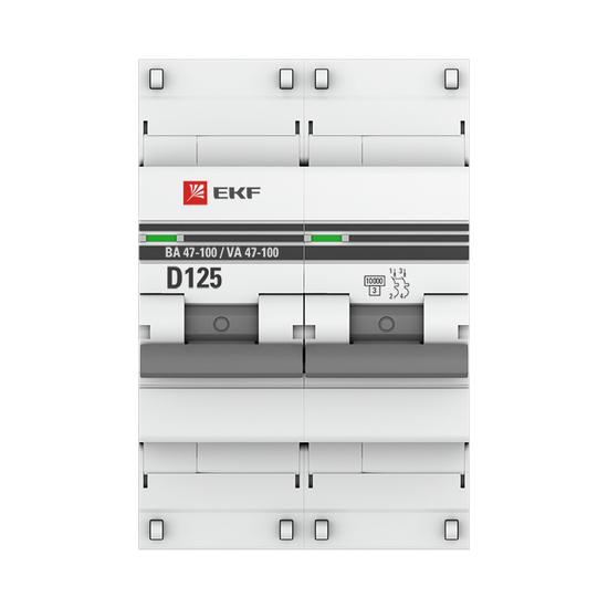 Фото №4 Автоматический выключатель ВА 47-100 2P 125А (D) 10kA EKF PROxima (mcb47100-2-125D-pro)