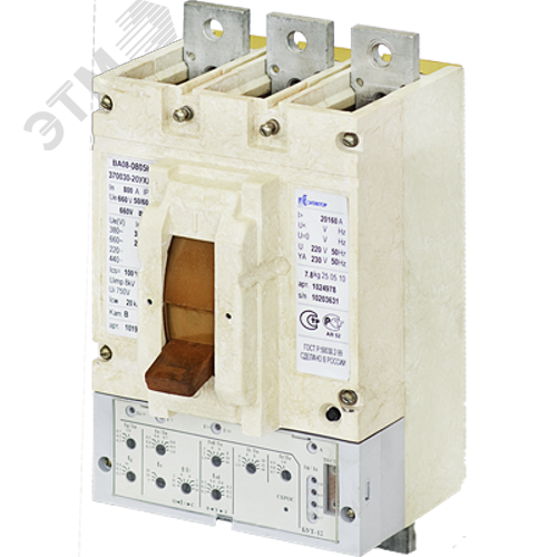 Фото №2 Выключатель автоматический  ВА08-0405Н-347910-20УХЛ3 250А, 660В короткие вывода (1032017)