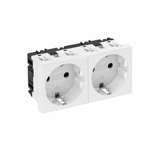 Фото №2 Розетка двойная 0° с з/к, 250 В, 16A (оранжевый) (STD-D0 ROR2)