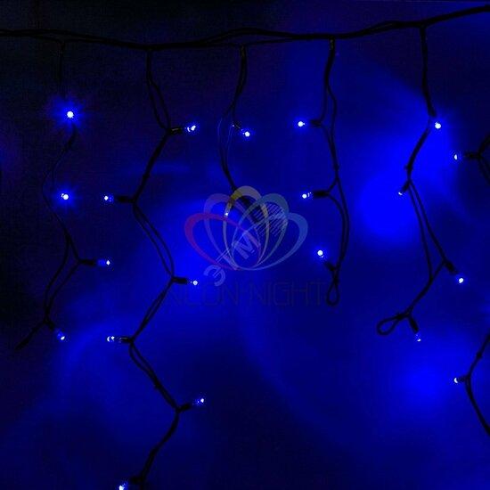 Фото №2 Гирлянда профессиональная Айсикл (бахрома) светодиодный 5.6х0.9м черный провод 220В синий (255-243)