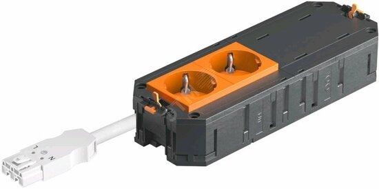 Фото №2 Рамка 4-модульная с розетками 2 оранжевые, 2 заглушки 45х45 мм, 2P+E, штекер WINSTA MIDI (UTC4 W OR2)