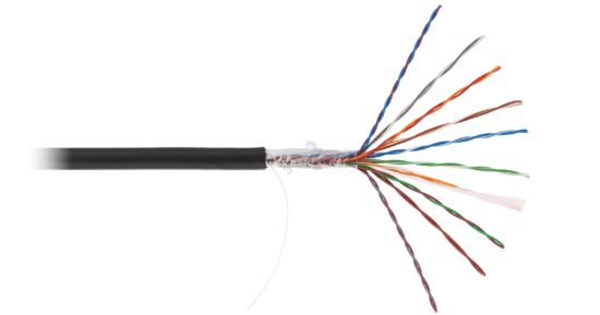 Фото №2 Кабель U/UTP 10 пар, Кат.5, одножильный, медный, внешний, PE до -40C, черный, 305м (EC-UU010-5-PE-BK-3)