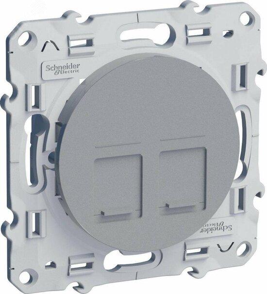 Фото №5 ODACE Розетка компьютерная 2хRJ45 категория 5 алюминий (S53R481)