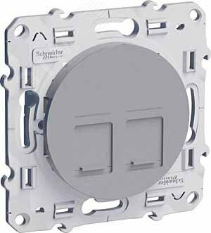 Фото №6 ODACE Розетка компьютерная 2хRJ45 категория 5 алюминий (S53R481)