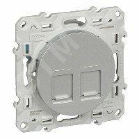 Фото №8 ODACE Розетка компьютерная 2хRJ45 категория 5 алюминий (S53R481)