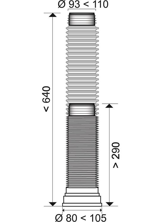 Фото №2 Труба для унитаза гофрированная армированная L 290-640 мм D110 мм (70984967)