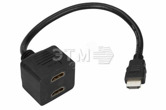 Фото №2 Переходник штекер HDMI - 2 гнезда HDMI, провод (etm17-6832)