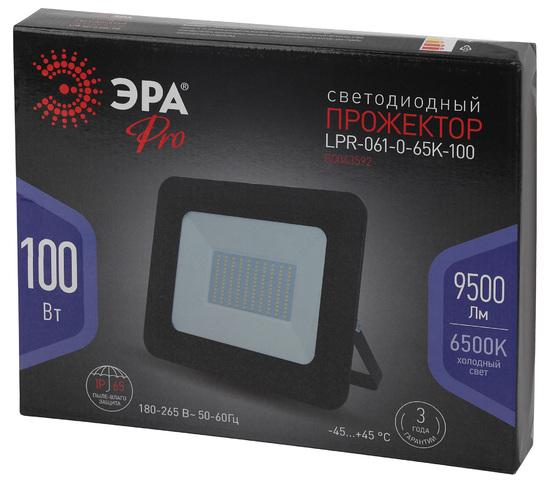 Фото №3 Прожектор светодиодный ДО-100W LPR-061-0-65K-100 ЭРА 100Вт 9500Лм 6500К PRO 290x230x36 (Б0043592)