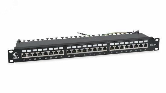 Фото №2 Патч-панель PL-24-Cat.6a-SH-Dual IDC 19' (1U), 24 порта RJ-45, категория 6a, полностью экранированная, с задним кабельным организатором (PL-24-Cat.6a-SH-Dual)