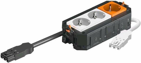 Фото №2 Рамка 3-модульная с розетками 2 белые, 1 оранжевая, 250 V, 16 A, 2P+E, штекер WINSTA MIDI (UTC3 W W2OR1)