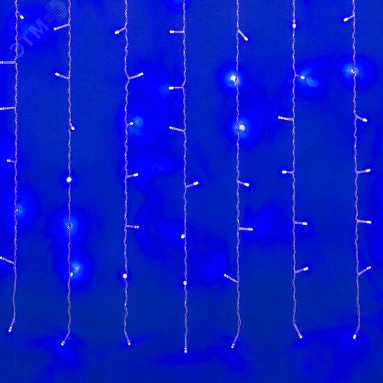 Фото №2 Занавес светодиодный с эффектом мерцания 3х2м Соединяемый 240 светодиодов Синий свет Провод прозрачный (UL-00007215)
