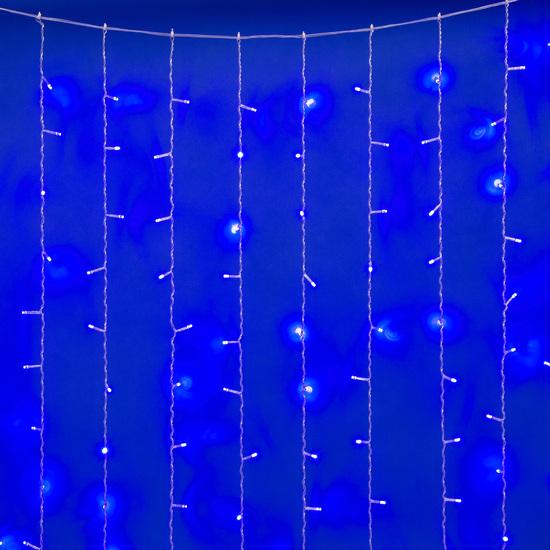 Фото №4 Занавес светодиодный с эффектом мерцания 3х2м Соединяемый 240 светодиодов Синий свет Провод прозрачный (UL-00007215)