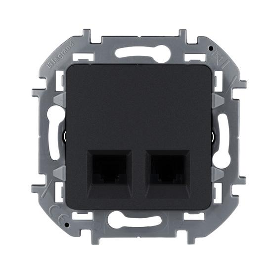 Фото №2 INSPIRIA розетка двойная RJ 45  категория 5e  UTP  антрацит (673838)