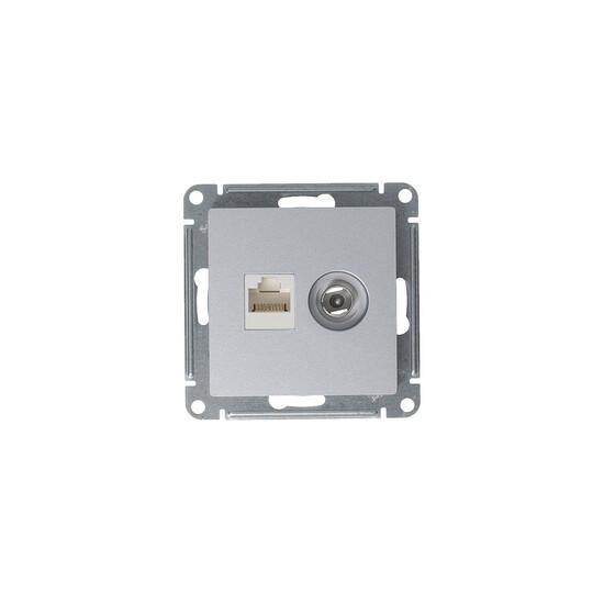 Фото №6 Розетка ATLASDESIGN двойная компьютерная+ТВ RJ45+TV категория 5E механизм алюминий (ATN000389)