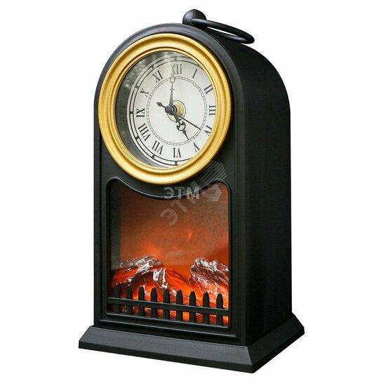 Фото №2 Светодиодный домашний камин  Старинные часы с эффектом живого огня 14,7x11,7x25 см, черный, батарейки 2хС (не в комплекте) USB NEON-NIGHT (511-020)