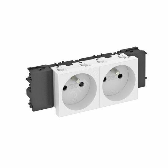 Фото №2 Розетка двойная 0° Modul45connect французский стандарт 250 В 16A (белый) (STD-F0C RW2)