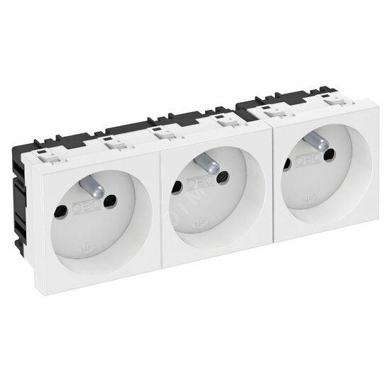 Фото №2 Розетка тройная 0° французский стандарт 250 В 16A (оранжевый) (STD-F0 ROR3)