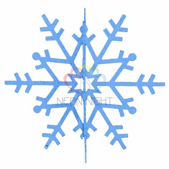 Фото №2 Фигура профессиональная елочная Снежинка резная 3D 31см синий (502-343)