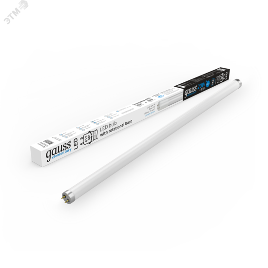 Фото №3 Лампа светодиодная T8 LED-20 Вт 1600 Лм 6500К G13 1200 мм стекло поворотная Elementary Gauss