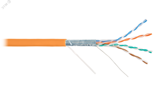 Фото №2 Витая пара F/UTP 4 пары Cat 5e одножильный медный 049мм внутренний LSZH оранжевый 305м (NKL 2200C-OR)