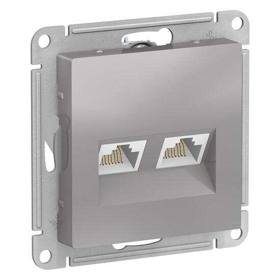 Фото №2 Розетка ATLASDESIGN двойная компьютерная RJ45+RJ45 категория 5E механизм алюминий (ATN000385)