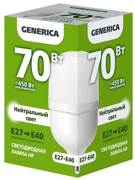 Фото №3 Лампа светодиодная HP 70Вт 230В 4000К E27-E40 GENERICA (LL-HP-70-230-40-E27-E40-G)