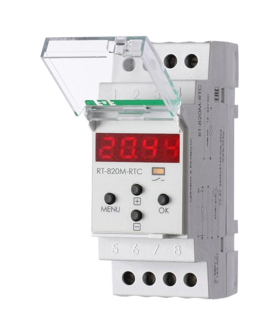 Фото №2 Терморегулятор RT-820M-RTC (-30°C-+140°C) универсальный с цифровым дисплеем, на шину DIN, с датчиком RT823 на проводе, 16А (140F1072R)