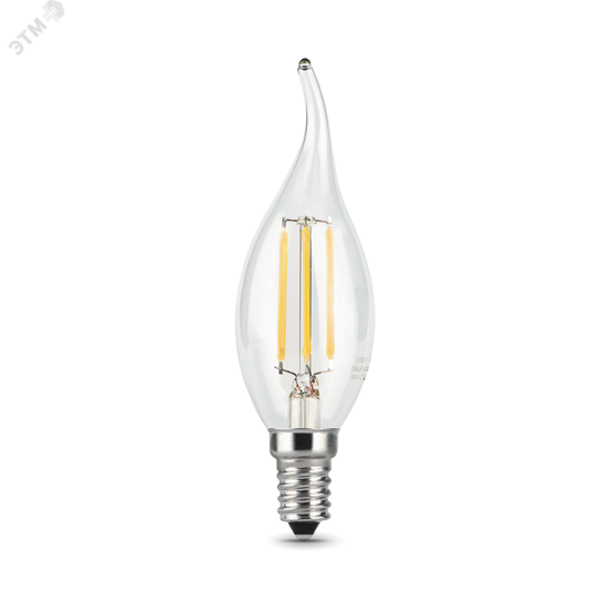 Фото №2 Лампа светодиодная LED 5 Вт 420 Лм 2700К теплая Е14 Свеча на ветру диммируемая Filament Gauss (104801105-D)
