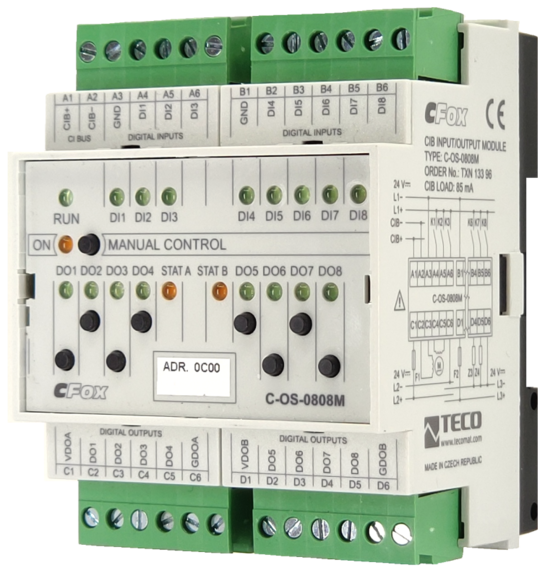 Фото №2 Модуль для шаговых моторов C-OS-0808M, CIB, 8x входов 24 V DC, 8x быстродействующих транзисторных выходов 24 V DC, Управление 2 шаговыми двигателями (TXN 133 96)