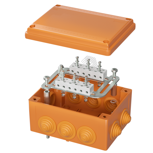 Фото №2 Коробка пластиковая FS с кабельными вводами и клеммникамиIP55,240х190х90мм,8р, 450V,20A,10мм.кв, нерж.контакт (FSK41810)