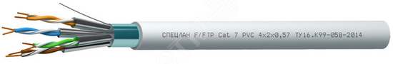 Фото №2 Кабель СПЕЦЛАН F/FTP Cat 7 PVC 4х2х0.57