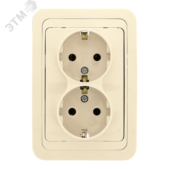 Фото №2 Лондон Розетка двойная с заземлением 16А бежевая (EER16-128-20)