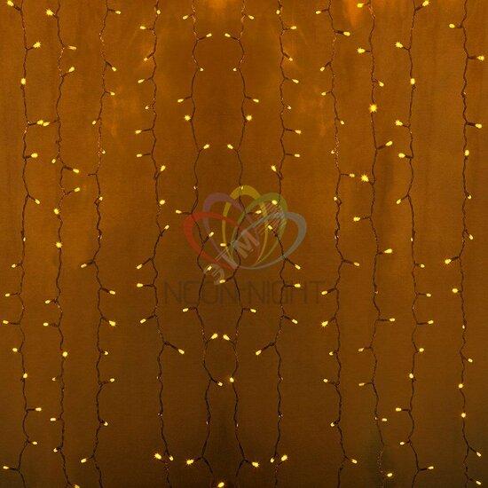 Фото №2 Гирлянда профессиональная Светодиодный Дождь 2х1.5м постоянное свечениепрозрачный провод 220В желтый (235-301)