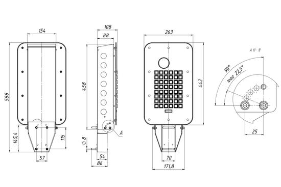 Фото №4 Светильник LED KEDR 2.0 (СКУ) 150Вт 12150Лм 5,0К КСС Ш, светильник с проектором IP67 консольный (LE-СКУ-32-117-1906-67Х)