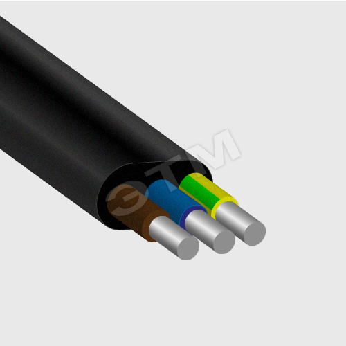 Фото №2 Кабель силовой АВВГ-П 3х2.5 черный-ок-0.66 ТРТС однопроволочный