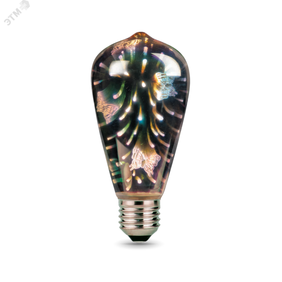 Фото №2 Лампа светодиодная LED 4 Вт Е27 ST64 Butterfly-3D Filament Gauss (147802404)