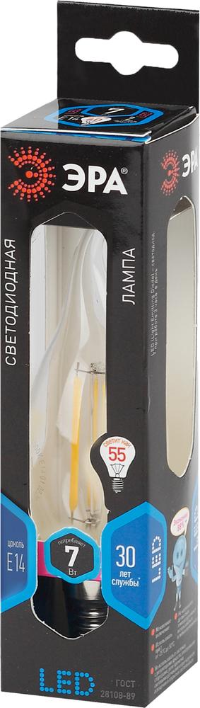 Фото №3 Лампа светодиодная F-LED BXS-7W-840-E14  (филамент, свеча на ветру, 7Вт, нейтр, E14) (10/100/2800) ЭРА (Б0027945)