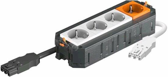 Фото №2 Рамка 4-модульная с розетками 3 белые, 1 оранжевая, 250 V, 16 A, 2P+E, штекер WINSTA MIDI (UTC4 W W3OR1)