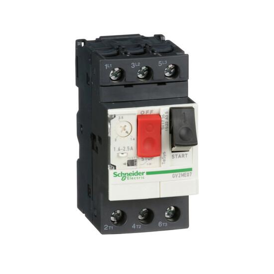 Фото №4 Выключатель автоматический для защиты электродвигателей 1.6-2.5А GV2 управление кнопками (GV2ME07)